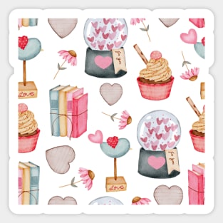 Cupcake And Book Pattern Sticker